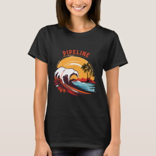 Retro Sunset Pipeline Hawaii Summer Surfing T-Shirt