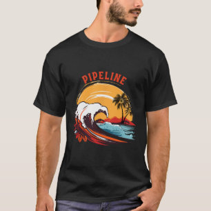 Retro Sunset Pipeline Hawaii Summer Surfing T-Shirt