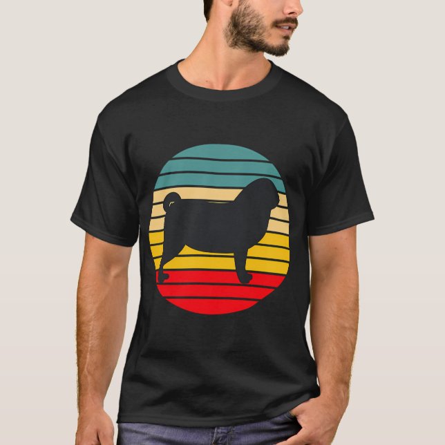 Retro Sunset Pug T-Shirt (Front)