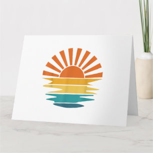 Retro Sunset Rays Wavy Vintage Retro Sunshine Sun Card