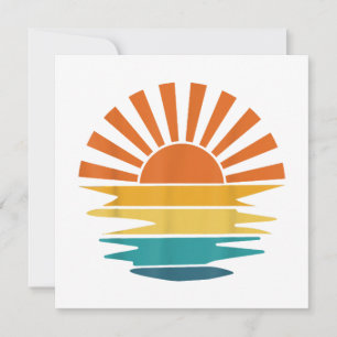 Retro Sunset Rays Wavy Vintage Retro Sunshine Sun  Invitation