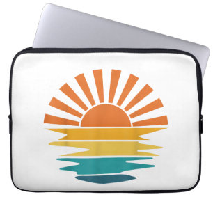 Retro Sunset Rays Wavy Vintage Retro Sunshine Sun Laptop Sleeve