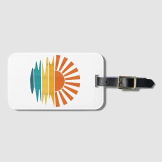 Retro Sunset Rays Wavy Vintage Retro Sunshine Sun Luggage Tag