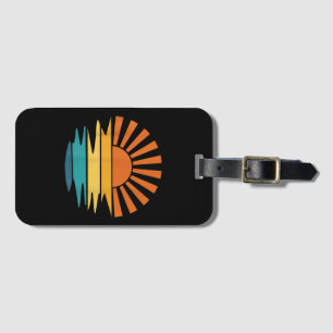 Retro Sunset Rays Wavy Vintage Retro Sunshine Sun Luggage Tag
