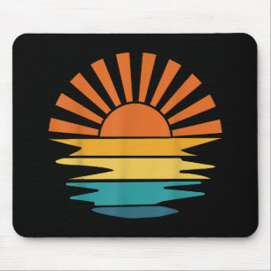 Retro Sunset Rays Wavy Vintage Retro Sunshine Sun Mouse Mat