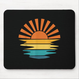 Retro Sunset Rays Wavy Vintage Retro Sunshine Sun Mouse Mat