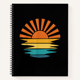 Retro Sunset Rays Wavy Vintage Retro Sunshine Sun Notebook
