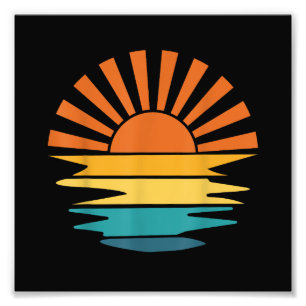 Retro Sunset Rays Wavy Vintage Retro Sunshine Sun Photo Print