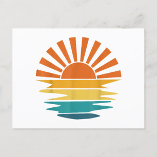 Retro Sunset Rays Wavy Vintage Retro Sunshine Sun Postcard