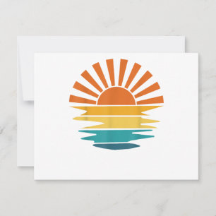Retro Sunset Rays Wavy Vintage Retro Sunshine Sun  Thank You Card