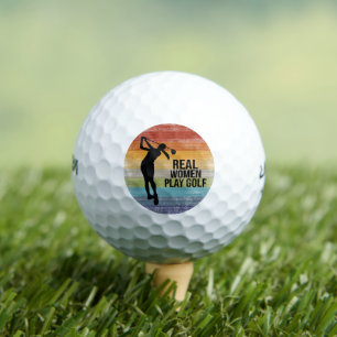 Retro Sunset Real Women Play Golf Balls