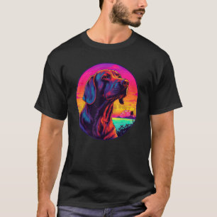 Retro Sunset Redbone Coonhound Dog T-Shirt