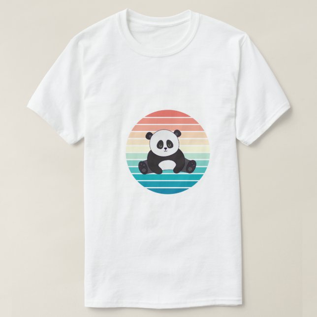 Retro Sunset Relaxing Panda Bear Art T-Shirt (Design Front)
