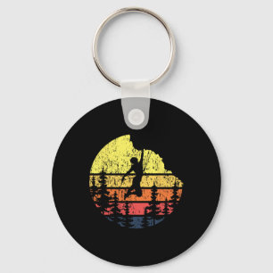 Retro Sunset Rock Climber - Boulderer Bouldering C Key Ring