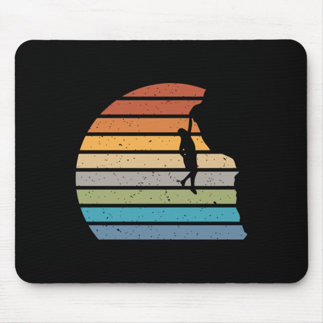 Retro sunset rock climbing backpacker mountain mouse mat (Front)