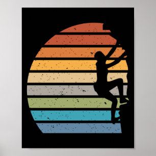 Retro sunset rock climbing outdoor sports mountain poster