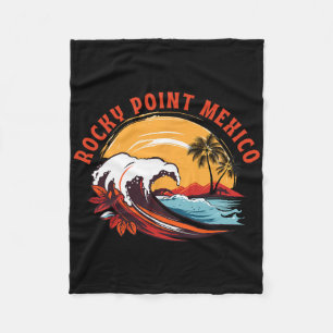 Retro Sunset Rocky Point Mexico Summer Surfing Fleece Blanket
