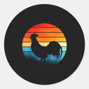 Retro Sunset Rooster Chicken Lover  Classic Round Sticker