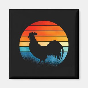 Retro Sunset Rooster Chicken Lover  Magnet