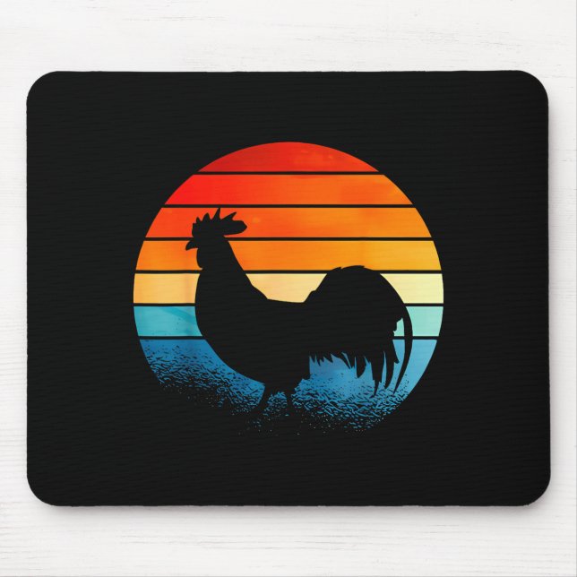 Retro Sunset Rooster Chicken Lover  Mouse Mat (Front)