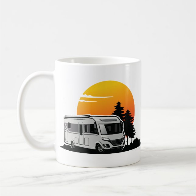 Retro Sunset RV Motorhome Owner Gift,motorhome Car Coffee Mug (Left)