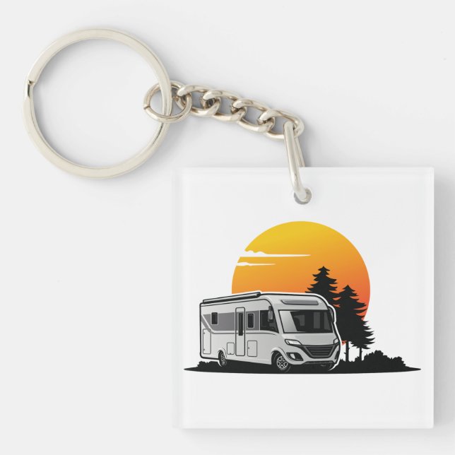 Retro Sunset RV Motorhome Owner Gift,motorhome Car Key Ring (Front)