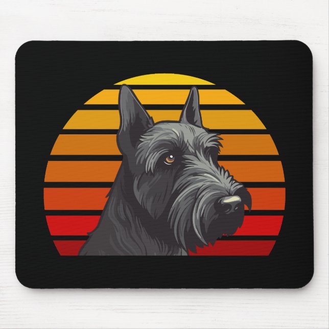 Retro Sunset Schnauzer Mouse Mat (Front)
