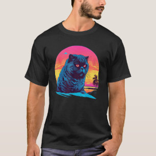 Retro Sunset Scottish Fold Cat T-Shirt