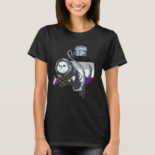 Retro Sunset Space Cat Galaxy Asexual Flag Ace Ase T-Shirt