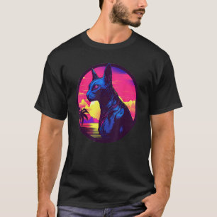 Retro Sunset Sphinx Cat T-Shirt