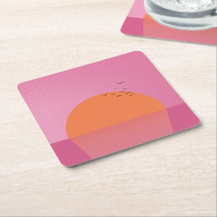 Retro Sunset Square Paper Coaster
