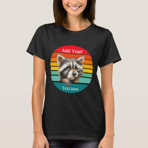 Retro Sunset Stripes Contemplating Raccoon T-Shirt