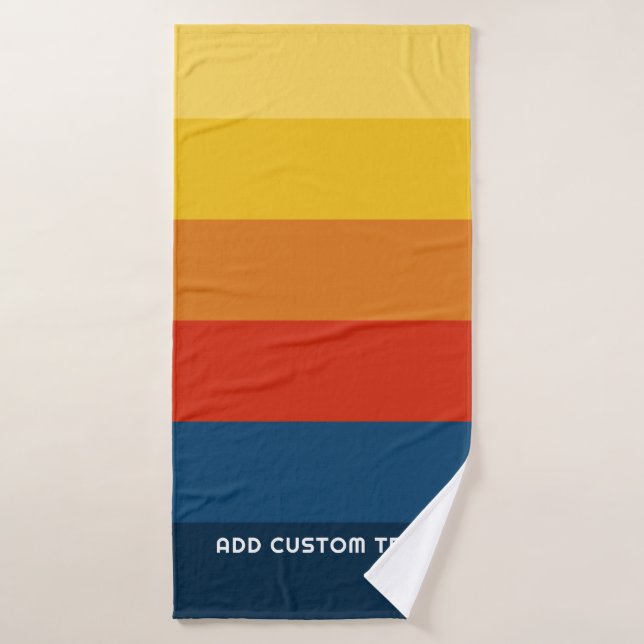 Retro Sunset Stripes with Simple Sans Serif Name Bath Towel (Bath Towel)