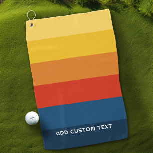Retro Sunset Stripes with Simple Sans Serif Name Golf Towel