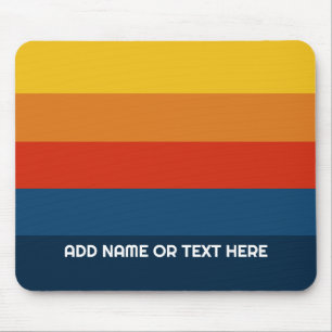 Retro Sunset Stripes with Simple Sans Serif Name Mouse Mat