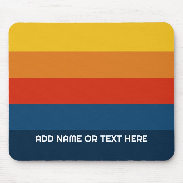 Retro Sunset Stripes with Simple Sans Serif Name Mouse Mat (Front)