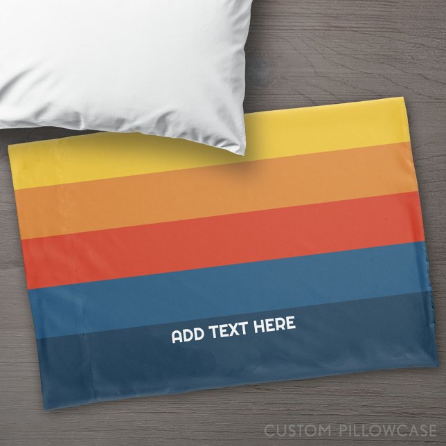 Retro Sunset Stripes with Simple Sans Serif Name Pillowcase (Custom Pillowcase)
