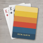 Retro Sunset Stripes with Simple Sans Serif Name Playing Cards<br><div class="desc">Rugby Stripes - A preppy pattern with bold stripes and a name. If your art still needs to be adjusted,  click on the Customise This button. This will take you to a design area where you can move things around and even change colours!</div>