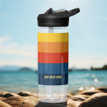 Retro Sunset Stripes with Simple Sans Serif Name Water Bottle<br><div class="desc">Rugby Stripes - A preppy pattern with bold stripes and a name. If your art still needs to be adjusted,  click on the Customise This button. This will take you to a design area where you can move things around and even change colours!</div>
