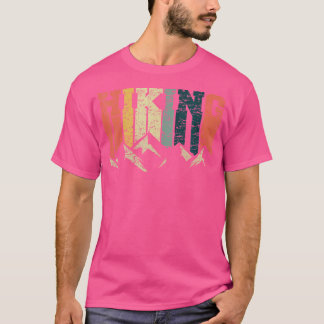 Retro Sunset Style With Mountains Distressed Hikin T-Shirt