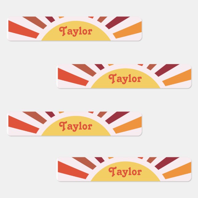 Retro Sunset Sun Rays Personalised Name (Group)