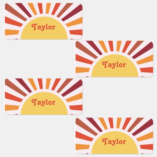 Retro Sunset Sun Rays Personalised Name (Group)