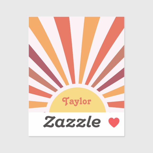 Retro Sunset Sun Rays Personalised Name (Sheet)