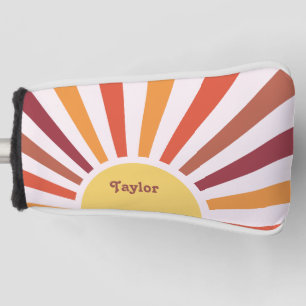 Retro Sunset Sun Rays Personalised Name Golf Head Cover