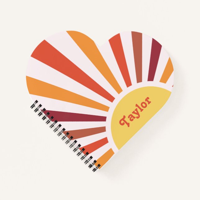 Retro Sunset Sun Rays Personalised Name Notebook (Front)