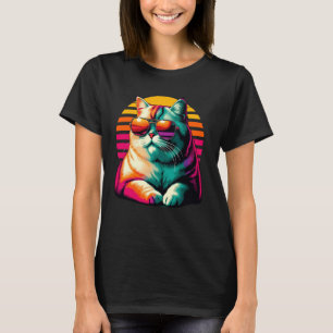 Retro Sunset Sunglasses British Shorthair Cat Brit T-Shirt