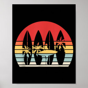 Retro Sunset Surfboard Surfing Beach Vacation Poster