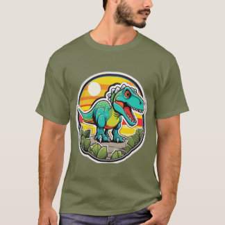 Retro Sunset T-Rex Dinosaur T-Shirt