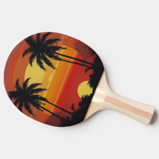 Retro Sunset Table Tennis Bat – Vintage Sunburst  Ping Pong Paddle