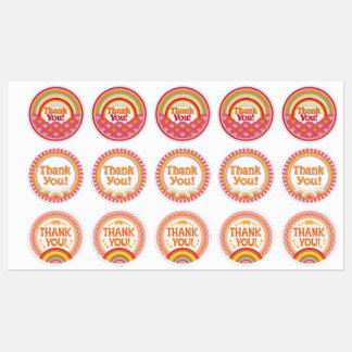 Retro Sunset Thank You Sticker Sheet